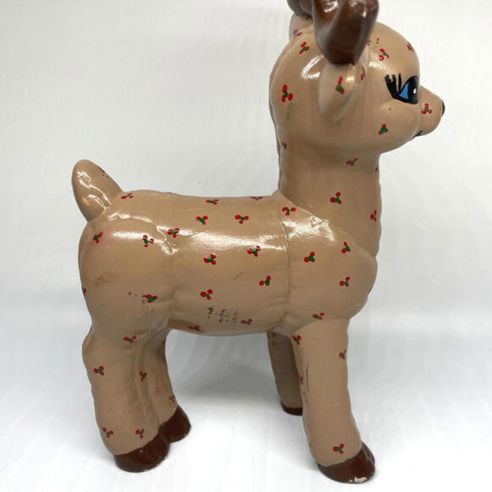 Vintage Kimple 11" Ceramic Reindeer Hand Painted Christmas Figurine‎ Kitsch